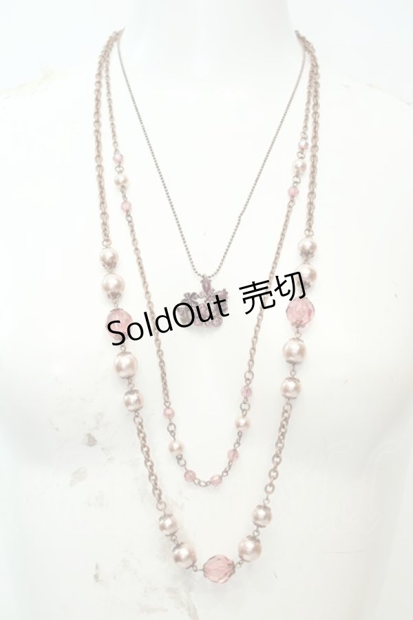 画像1: axes femme / ビーズ＆パール多連ネックレス  ピンクゴールド O-26-02-06-1064-AX-AC-OW-OS (1)