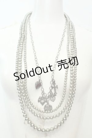 画像: axes femme / モチーフ使い多連パールネックレス  シルバー O-26-02-06-1065-AX-AC-OW-OS