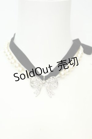 画像: axes femme / ベロアリボンパールネックレス  シルバー O-26-02-06-1077-AX-AC-OW-OS