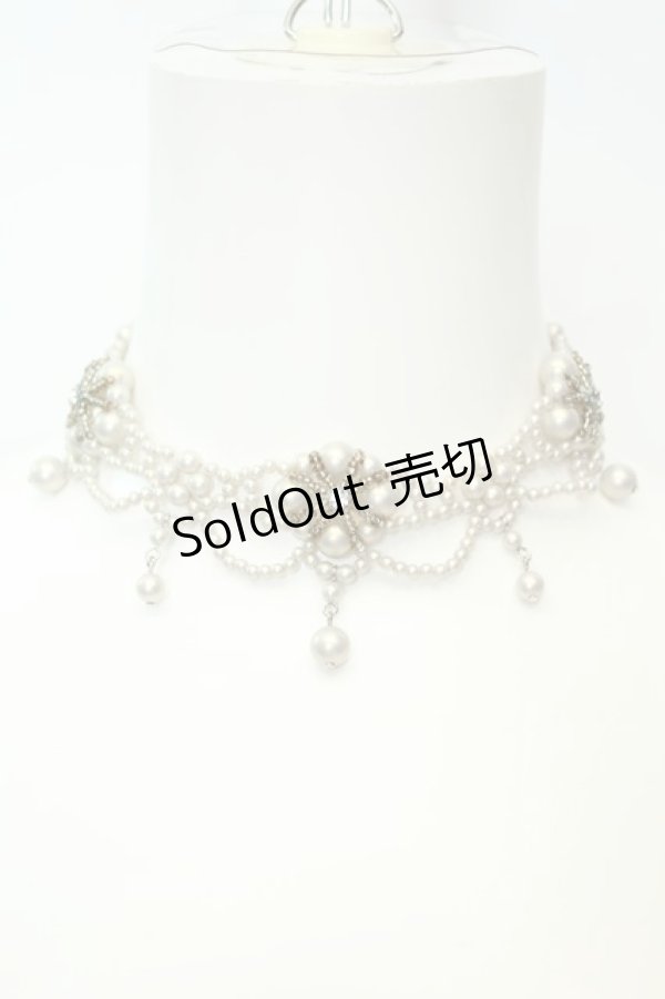 画像1: axes femme / ドロップストーン使いパールチョーカー  シルバー O-26-02-06-1081-AX-AC-OW-OS (1)