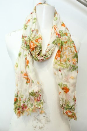 画像: axes femme / 水彩花柄ストール  オレンジ O-26-02-06-1090-AX-ZA-OW-OS