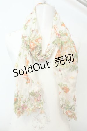 画像: axes femme / 水彩花柄ストール  オレンジ O-26-02-06-1090-AX-ZA-OW-OS