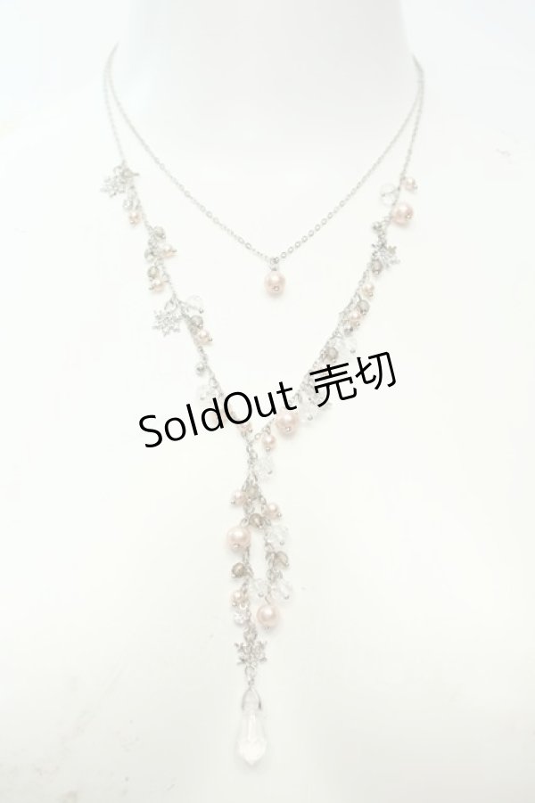 画像1: axes femme / パール＆スノークリスタルネックレス  シルバー O-26-02-06-1010-AX-AC-OW-OS (1)