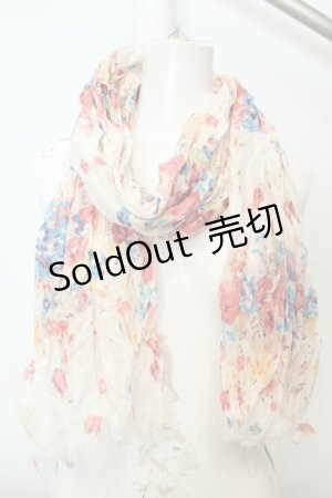 画像: axes femme / 水彩花柄ストール  アカ O-26-02-06-1091-AX-ZA-OW-ZT575
