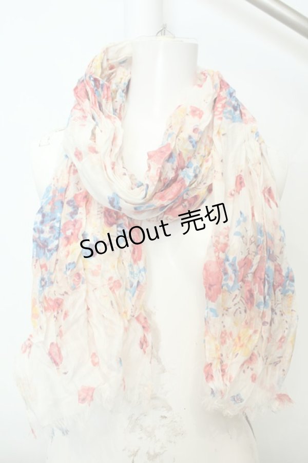 画像1: axes femme / 水彩花柄ストール  アカ O-26-02-06-1091-AX-ZA-OW-ZT575 (1)