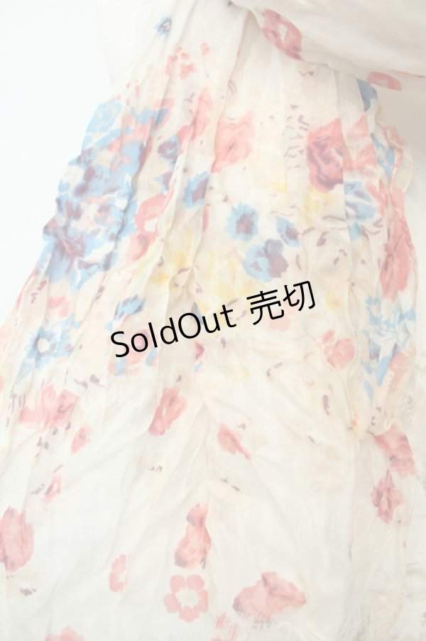 画像2: axes femme / 水彩花柄ストール  アカ O-26-02-06-1091-AX-ZA-OW-ZT575 (2)