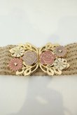 画像1: axes femme / 蝶＆フラワーモチーフゴムベルト  キナリ O-26-02-06-1092-AX-ZA-OW-OS (1)