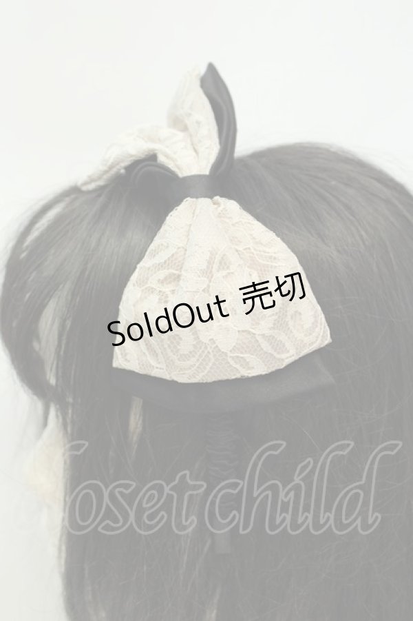 画像2: axes femme / レース＆サテンリボンカチューシャ  クロ O-26-02-06-1097-AX-AC-OW-ZT575-F003 (2)