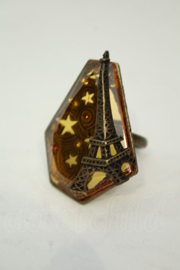 画像1: axes femme / エッフェル塔モチーフリング  ゴールド O-26-02-06-1111-AX-AC-OW-OS (1)