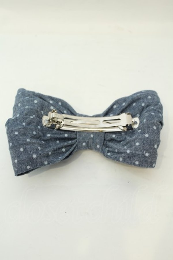 画像2: axes femme / デニムリボンバレッタ  アオ O-26-02-06-1117-AX-AC-OW-OS (2)