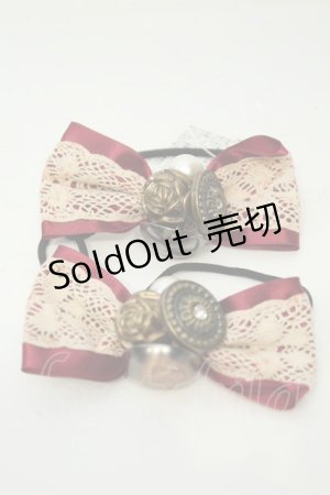 画像: axes femme / ボタン使いリボンヘアゴム2個セット  ワイン O-26-02-06-1126-AX-AC-OW-ZT0211U