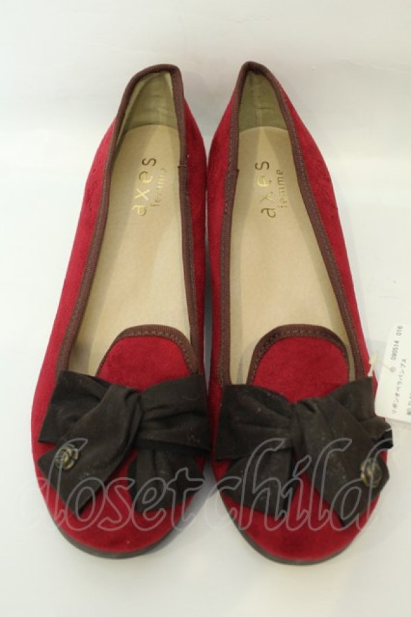 画像1: axes femme / リボンオペラパンプス L ワイン O-26-02-06-1137-AX-SH-OW-OS (1)