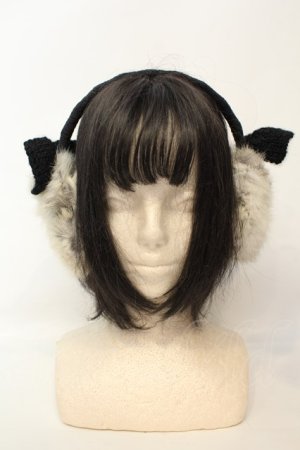 画像: LOLITAその他 / ラビットファー耳当て  クロリボン O-26-02-06-1139-LO-ZA-OW-OS