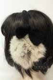 画像2: LOLITAその他 / ラビットファー耳当て  クロリボン O-26-02-06-1139-LO-ZA-OW-OS (2)