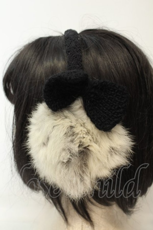 画像2: LOLITAその他 / ラビットファー耳当て  クロリボン O-26-02-06-1139-LO-ZA-OW-OS (2)