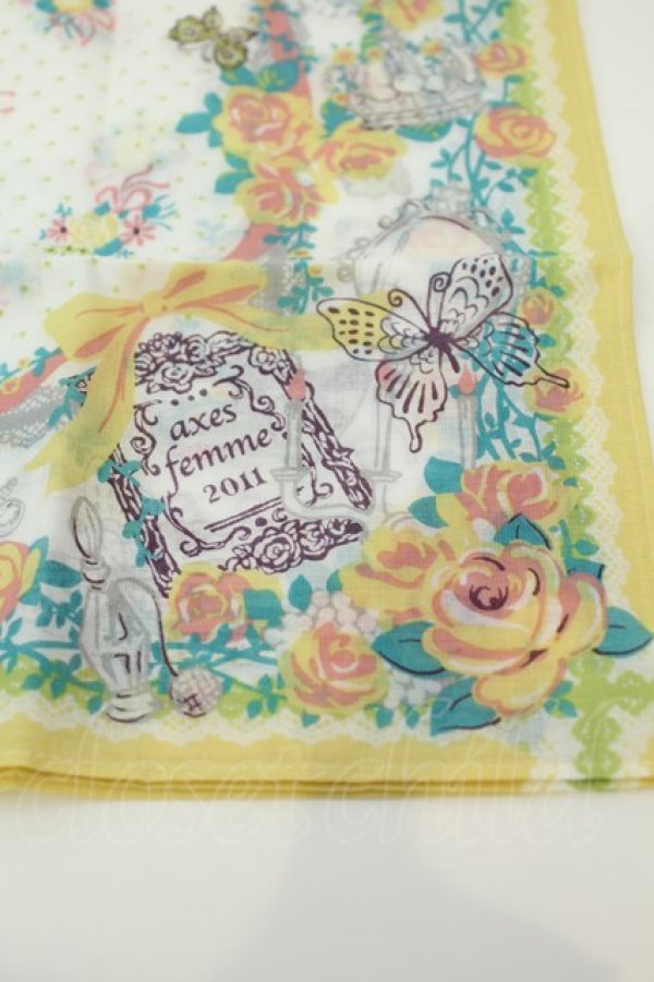 画像2: axes femme / ハンカチ  イエロー系 O-26-02-06-1143-AX-BL-OW-OS (2)