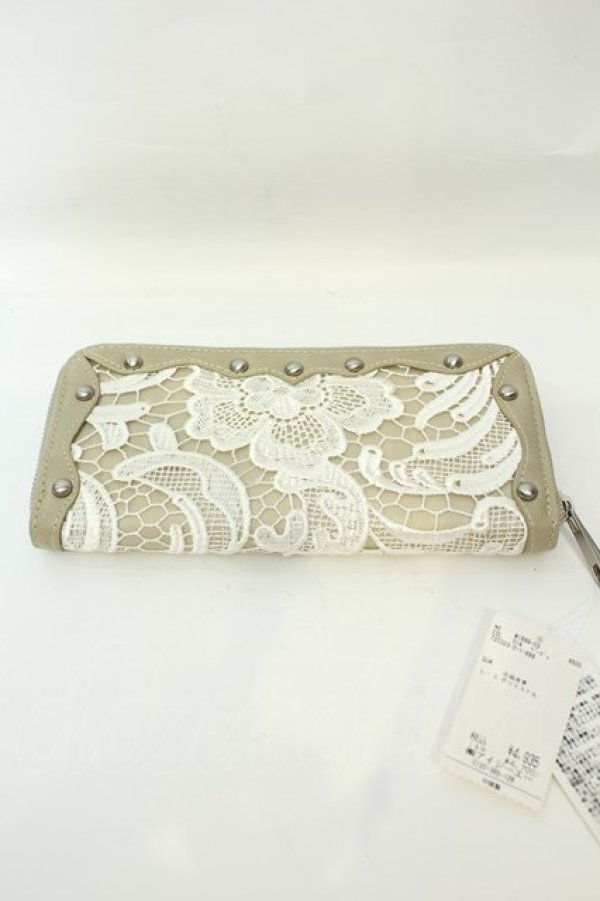 画像1: axes femme / レース使い長財布  ベージュ O-26-02-06-1154-AX-ZA-OW-OS (1)