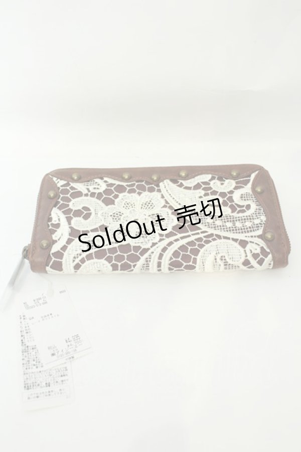 画像1: axes femme / レース使い長財布  ブラウン O-26-02-06-1155-AX-ZA-OW-OS (1)