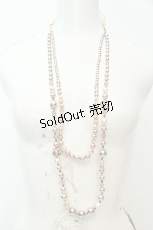 画像1: axes femme / パールリボンネックレス  ピンク O-26-02-06-1019-AX-AC-OW-OS (1)