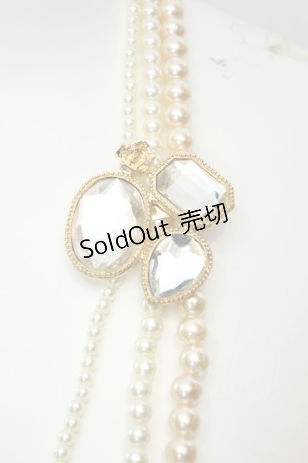 画像2: axes femme / ストーンモチーフ付きパールネックレス  シロ×オレンジ O-26-02-06-1002-AX-AC-OW-OS (2)