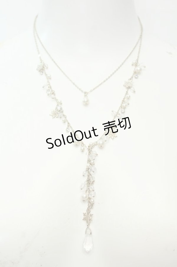 画像1: axes femme / パール＆スノークリスタルネックレス  シルバー O-26-02-06-1030-AX-AC-OW-OS (1)