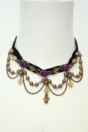 画像: axes femme / ローズモチーフ使いベロアチョーカー  クロ O-26-02-06-1034-AX-AC-OW-OS