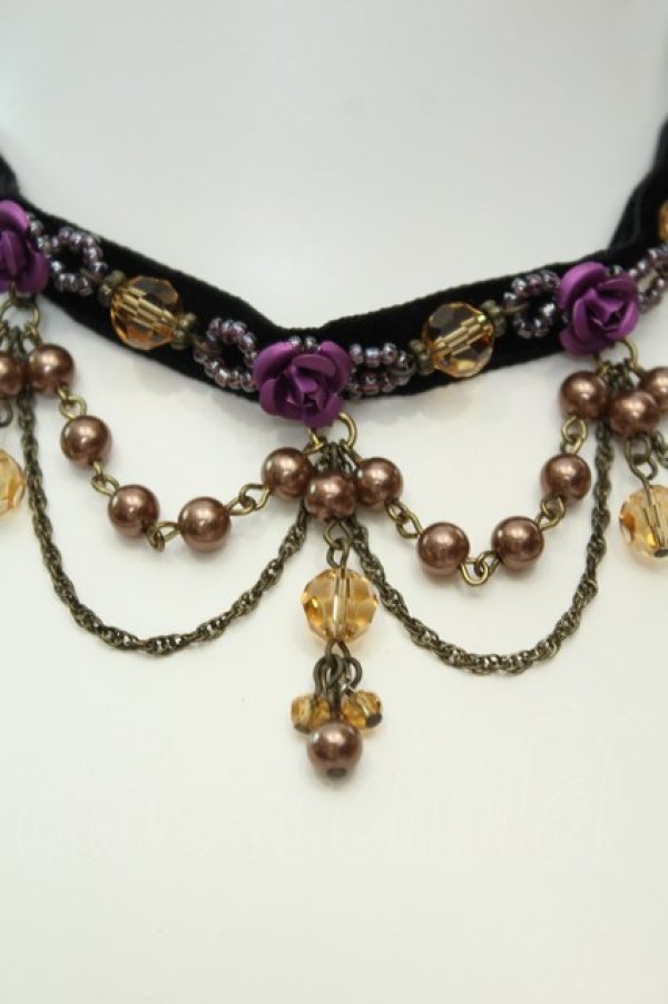 画像2: axes femme / ローズモチーフ使いベロアチョーカー  クロ O-26-02-06-1034-AX-AC-OW-OS (2)