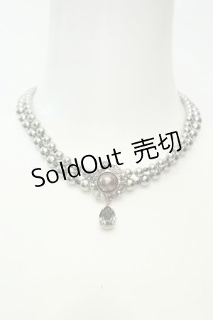 画像: axes femme / ドロップストーン使いパールチョーカー  シルバー O-26-02-06-1038-AX-AC-OW-OS