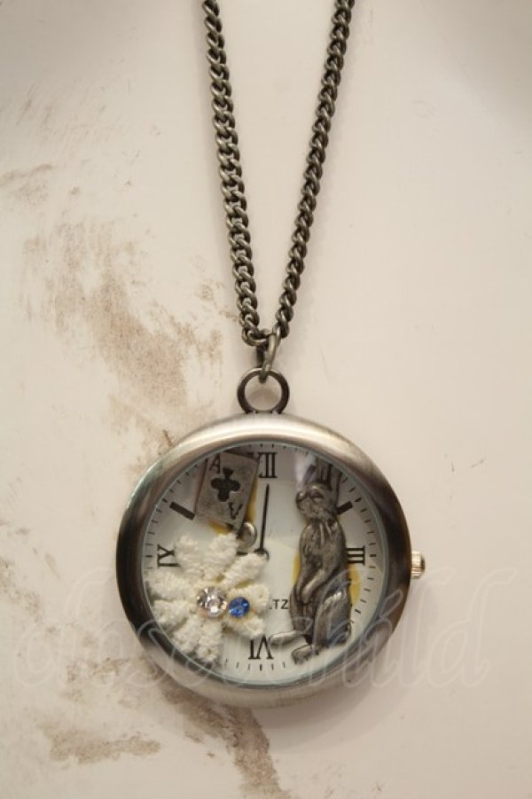 画像1: axes femme / うさぎ懐中時計ネックレス  シルバー O-26-02-06-1048-AX-AC-OW-OS (1)
