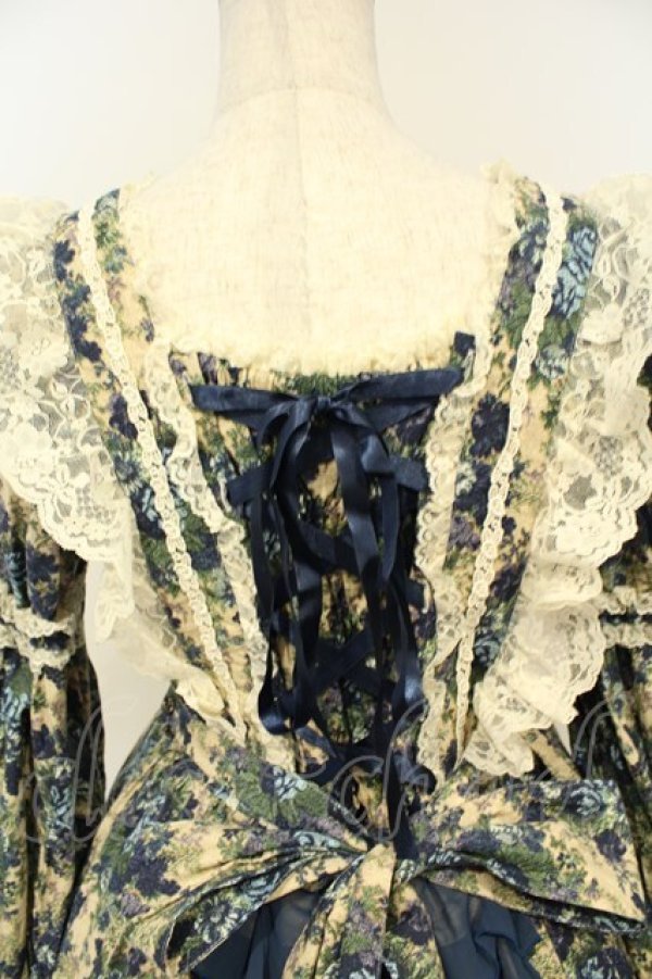 画像6: metamorphose / ゴブランブーケバッスルワンピース  ブルー系 O-26-02-06-054-ME-OP-OW-OS (6)