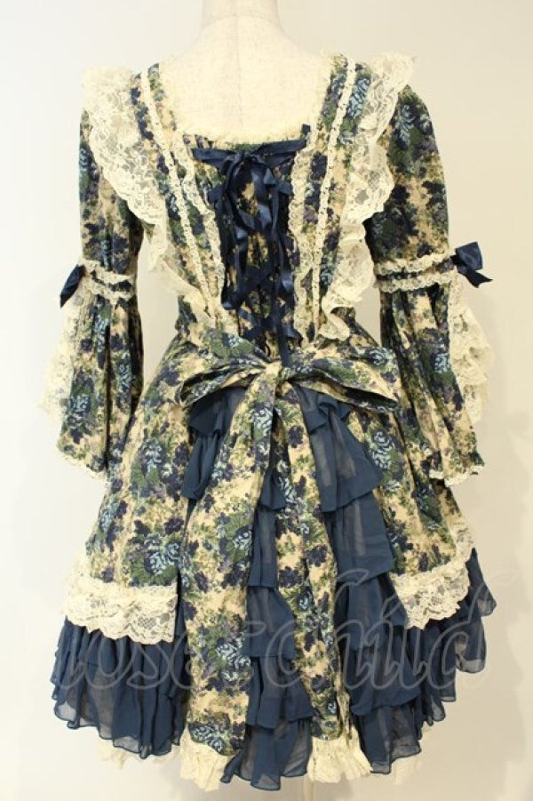 画像7: metamorphose / ゴブランブーケバッスルワンピース  ブルー系 O-26-02-06-054-ME-OP-OW-OS (7)