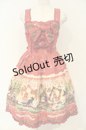 画像: BABY,THE STARS SHINE BRIGHT / My little red riding hood柄ドットリボンジャンパースカート  えんじ O-26-02-06-057-BA-OP-OW-OS