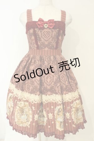 画像: BABY,THE STARS SHINE BRIGHT / BABYジャンパースカート（Disney Alice in Wonderland〜Episode of The Party〜柄）  えんじ O-26-02-06-059-BA-OP-OW-OS