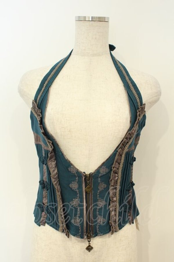 画像1: Ozz oneste / チャイナボタンコルセット  グリーン O-26-02-06-010-OO-TO-OW-OS (1)