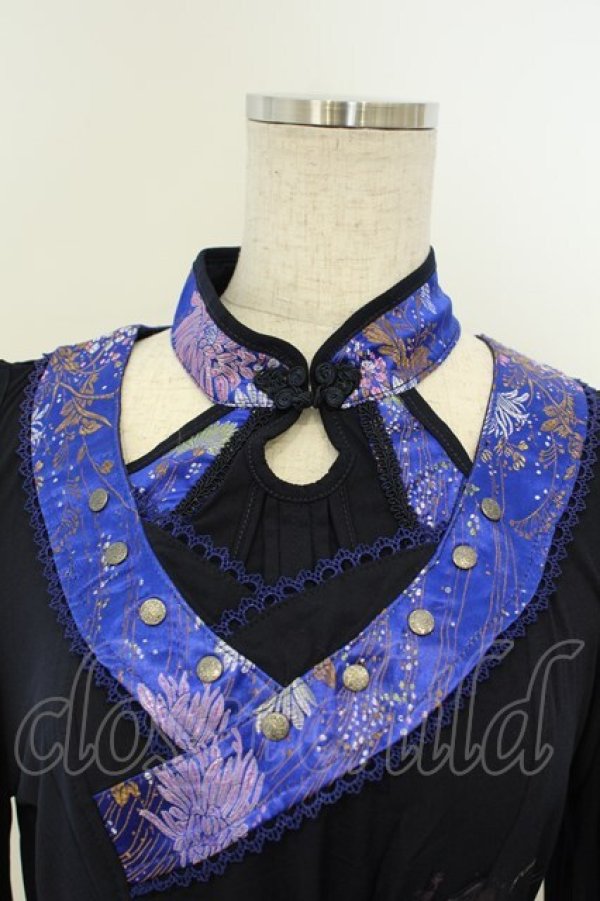 画像3: Ozz oneste / チャイナジャガードオフショルプルオーバー  ネイビー O-26-02-06-014-OO-TO-OW-OS (3)