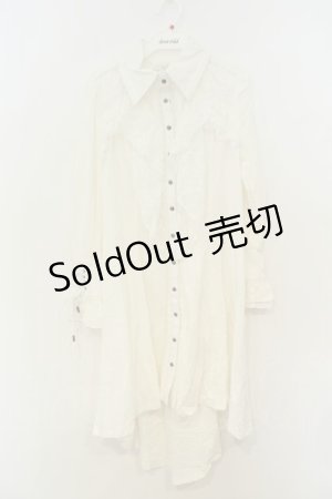 画像: Ozz oneste / レースフリルシャツワンピース  ホワイト O-26-02-06-017-OO-OP-OW-OS