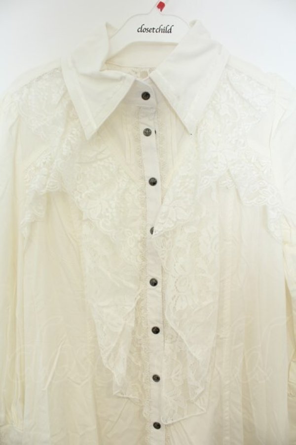 画像3: Ozz oneste / レースフリルシャツワンピース  ホワイト O-26-02-06-017-OO-OP-OW-OS (3)