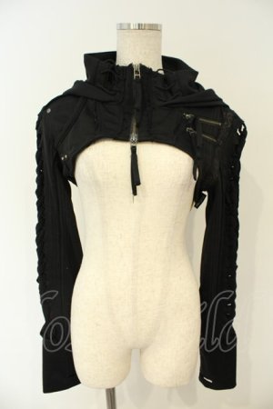 画像: Ozz Croce / フード付きレースアップシュラグ  ブラック O-26-02-06-029-OO-TO-OW-OS