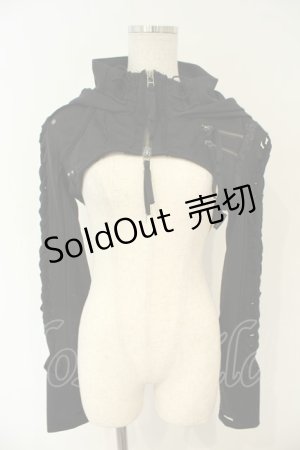 画像: Ozz Croce / フード付きレースアップシュラグ  ブラック O-26-02-06-029-OO-TO-OW-OS