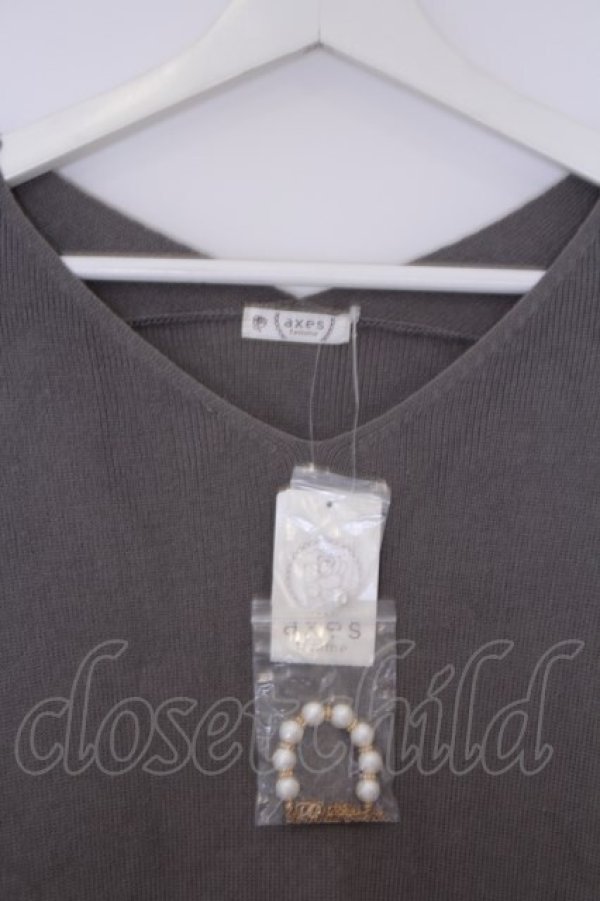 画像2: axes femme / Vネックロングニットワンピ M グレー O-26-02-07-031-AX-OP-IG-OS (2)