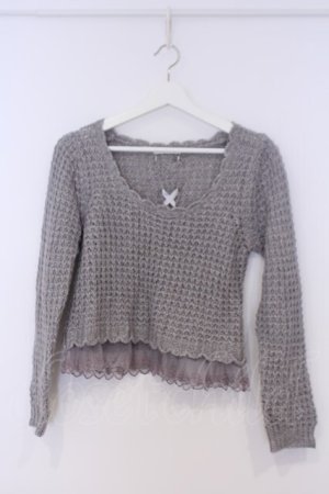 画像: axes femme / 後ろレースアップラメニット M グレー O-26-02-07-032-AX-TO-IG-OS