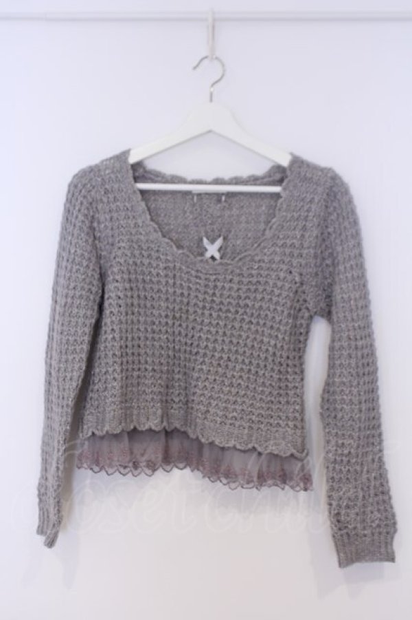 画像1: axes femme / 後ろレースアップラメニット M グレー O-26-02-07-032-AX-TO-IG-OS (1)