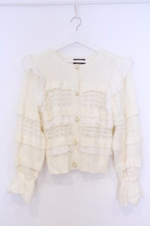画像: axes femme NOSTALGIE / コットンレースニットカーディガン M アイボリー O-26-02-07-034-AX-TO-IG-OS