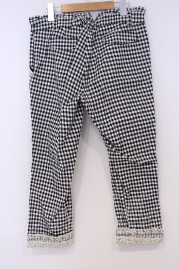 画像3: axes femme / ダブルボタンロールアップパンツ L シロクロ ギンガム O-26-02-07-038-AX-PA-IG-OS (3)