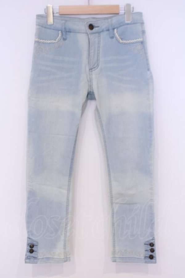 画像1: axes femme / 裾ボタン開きデニムパギンス L ライトインディゴ O-26-02-07-040-AX-PA-IG-OS (1)