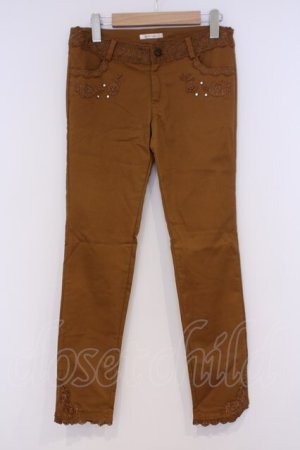 画像: axes femme / お花レースカラースキニーパンツ L マスタード O-26-02-07-042-AX-PA-IG-OS