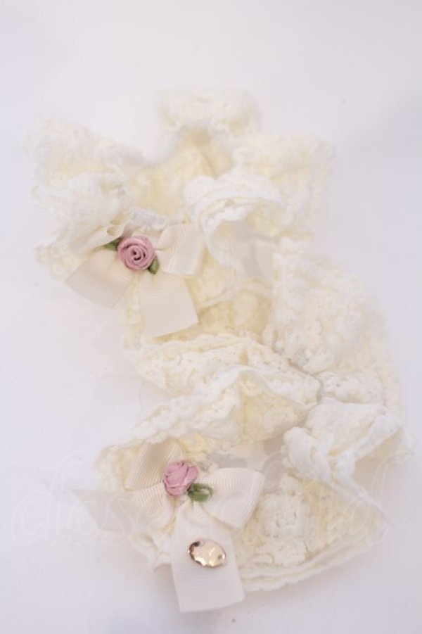 画像1: m petit by misako / NINA'Sコラボ　リボン付き2WAYシュシュ  シロ O-26-02-07-045-LO-ZA-YM-ZT575 (1)