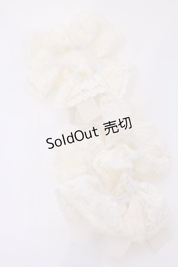 画像2: m petit by misako / NINA'Sコラボ　リボン付き2WAYシュシュ  シロ O-26-02-07-045-LO-ZA-YM-ZT575 (2)