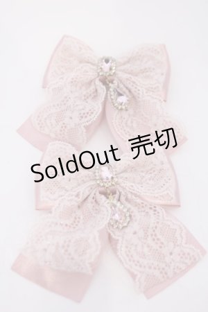 画像: Rojita / ビジュリボンバレッタSET  ピンク O-26-02-07-048-LO-ZA-YM-OS