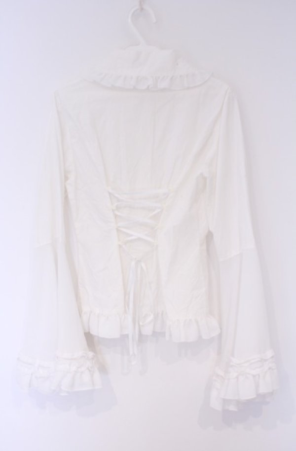 画像3: ATELIER PIERROT / 丸衿フリル姫袖ブラウス  ホワイト O-26-02-07-1006-EL-BL-OW-OS (3)